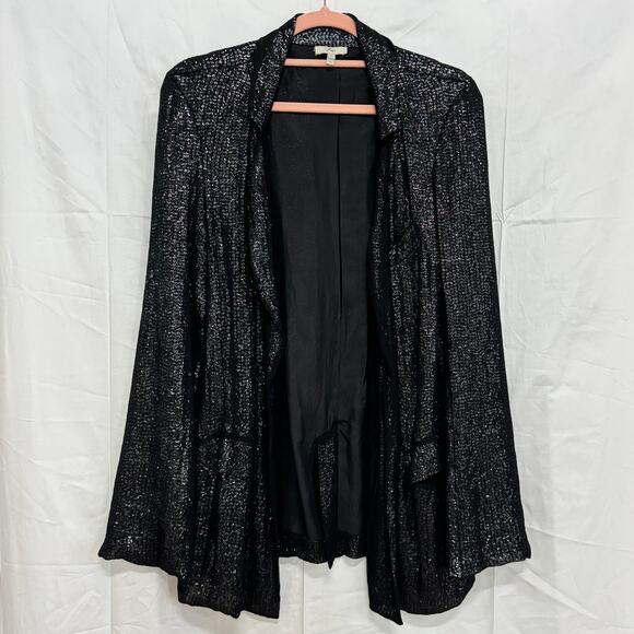 Joie Diandra Silk Sequined Single Breasted  Blazer Jacket Caviar Women's Size M - Picture 3 of 6